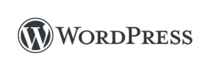 Wordpress logo on a black background for WordPress Agentur München.