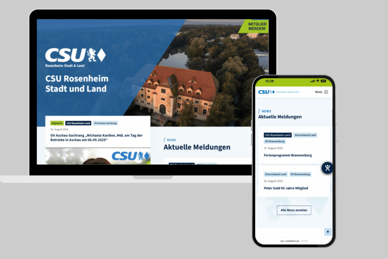 CSU Rosenheim Internetauftritt, Darstellung auf Laptop und Smartphone
