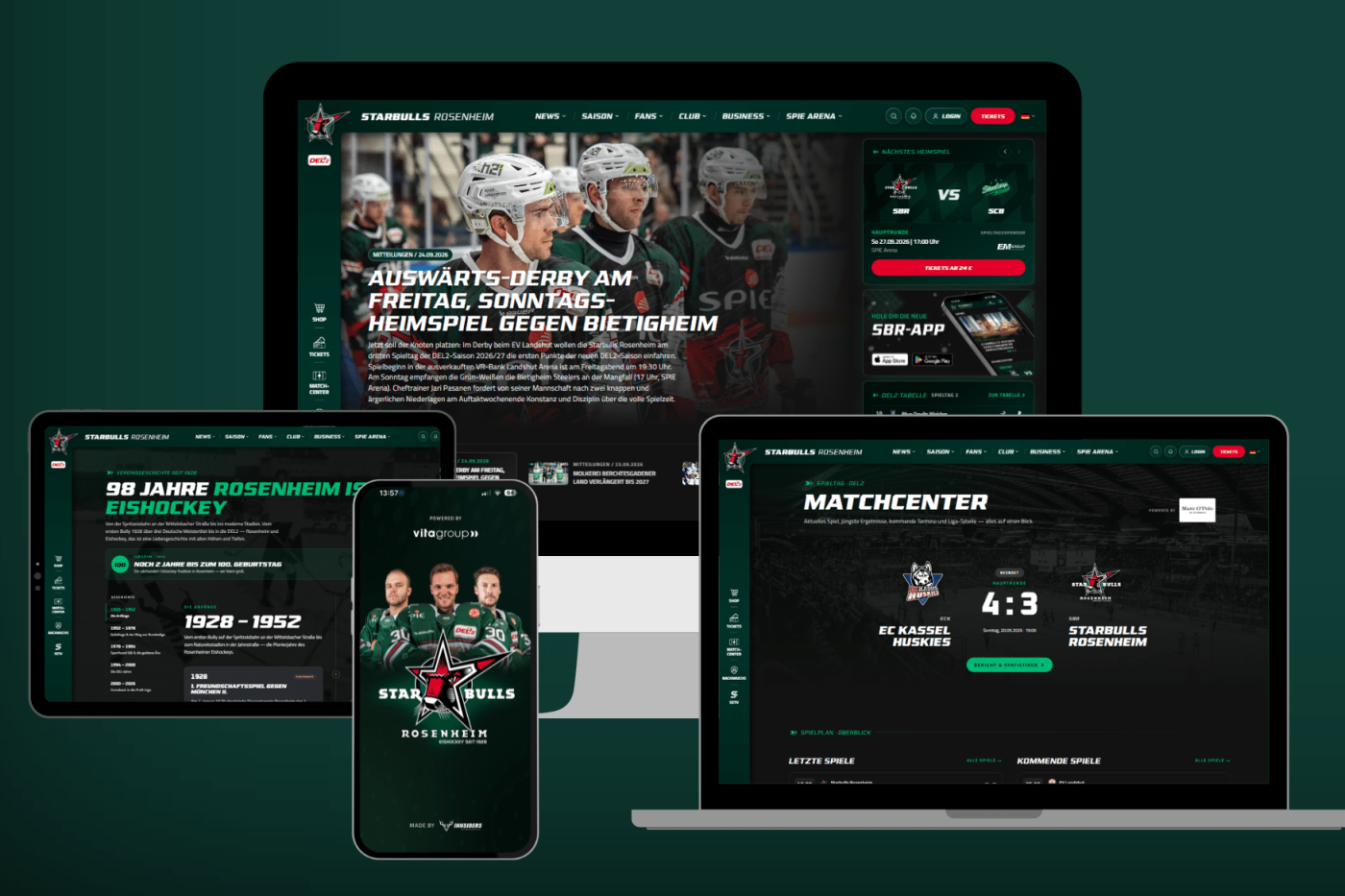 Referenz Starbulls verschiedene Bildschirmansichten